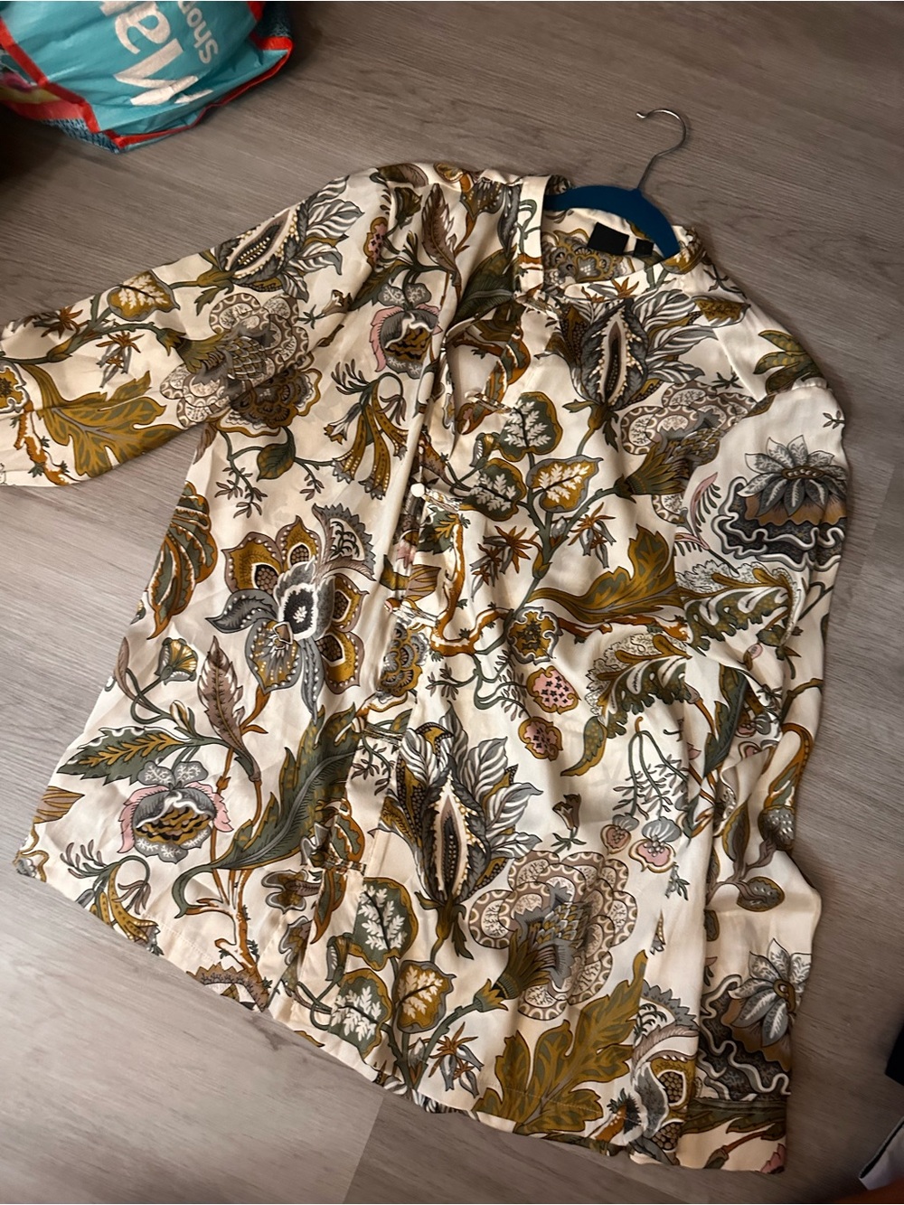 Cream Floral Print Dress Shirt